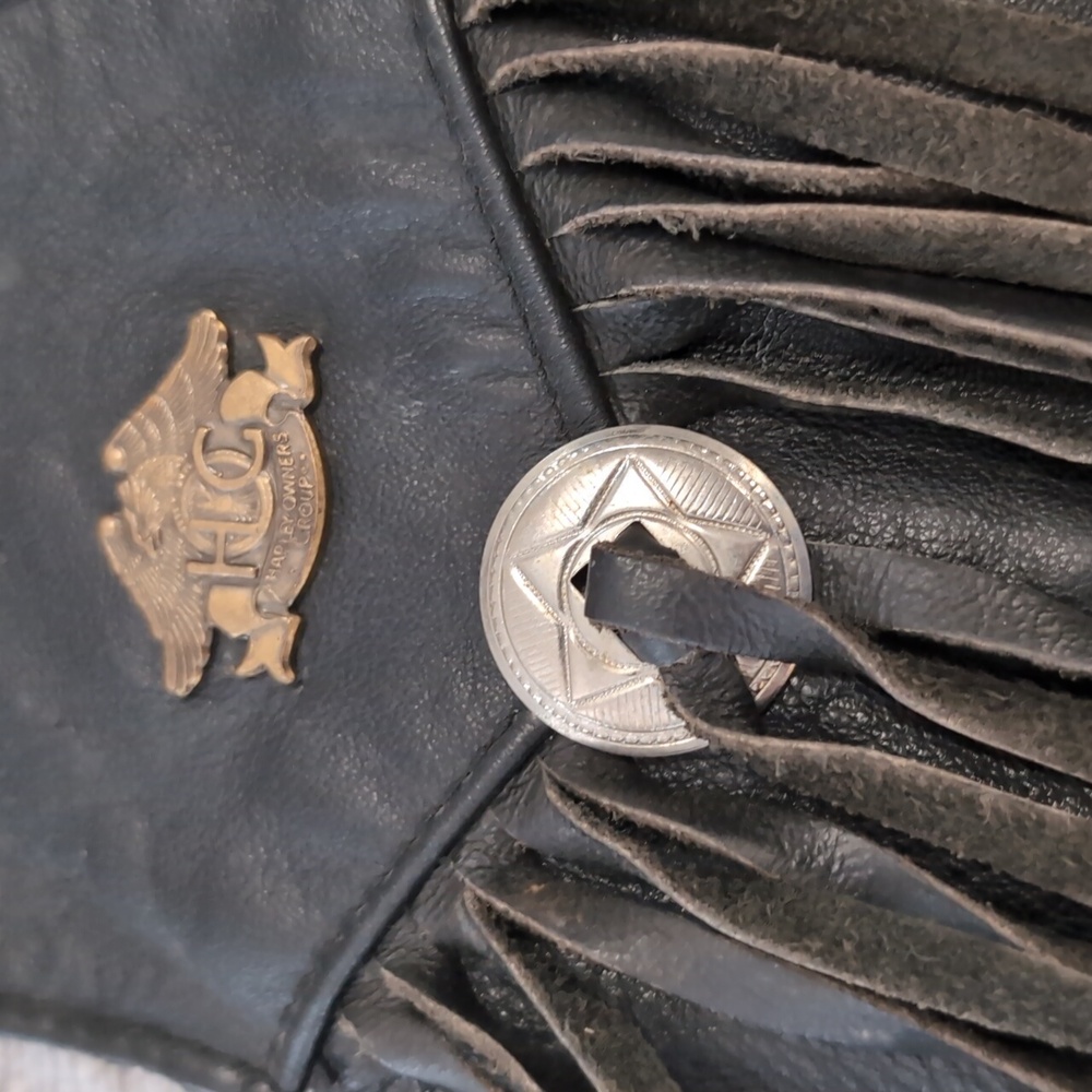 Vintage Harley Davidson Motorcycle Vest- Black Fringe - Picture 7 of 8